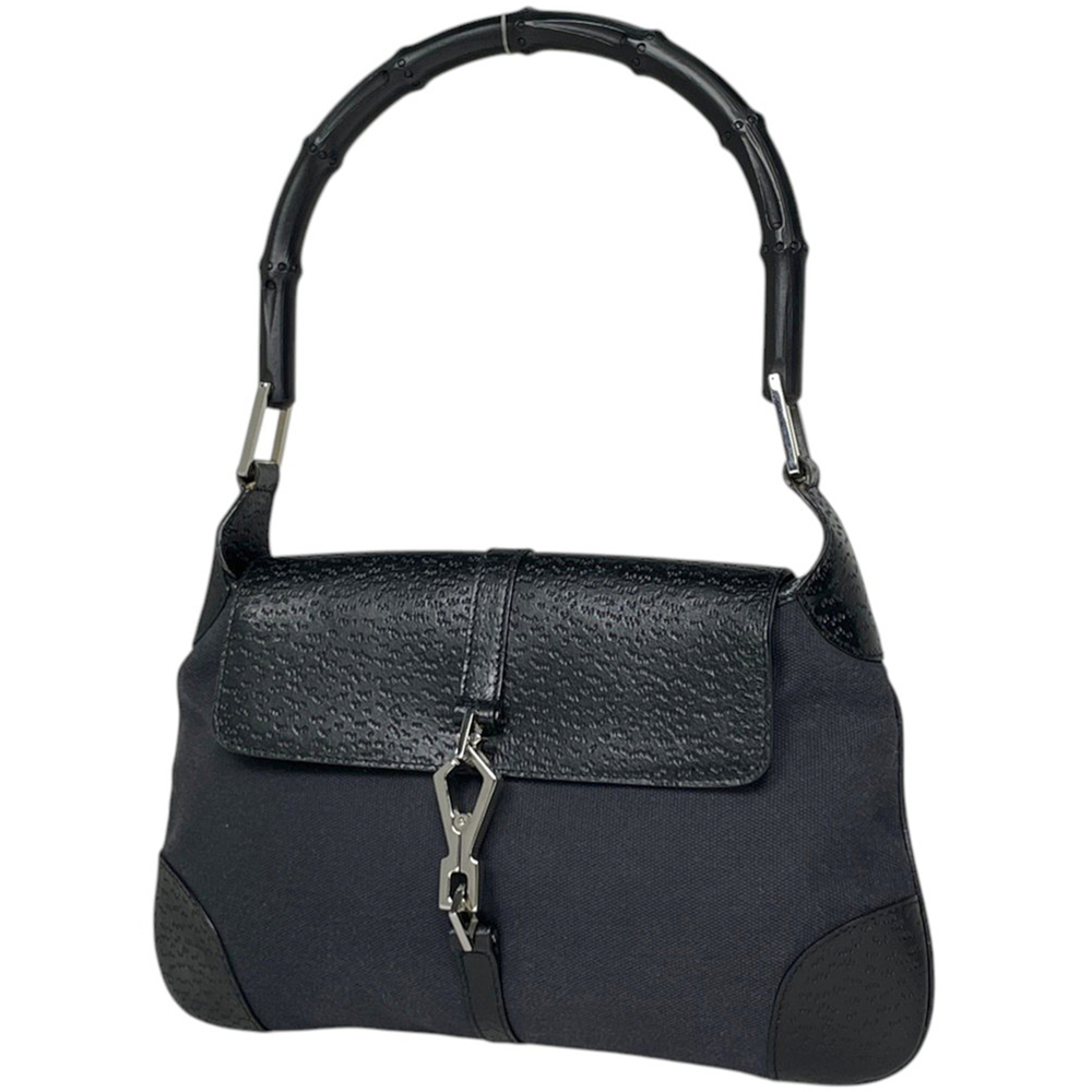 Gucci GUCCI handbag, bamboo canvas, black, 0014096, women's.
